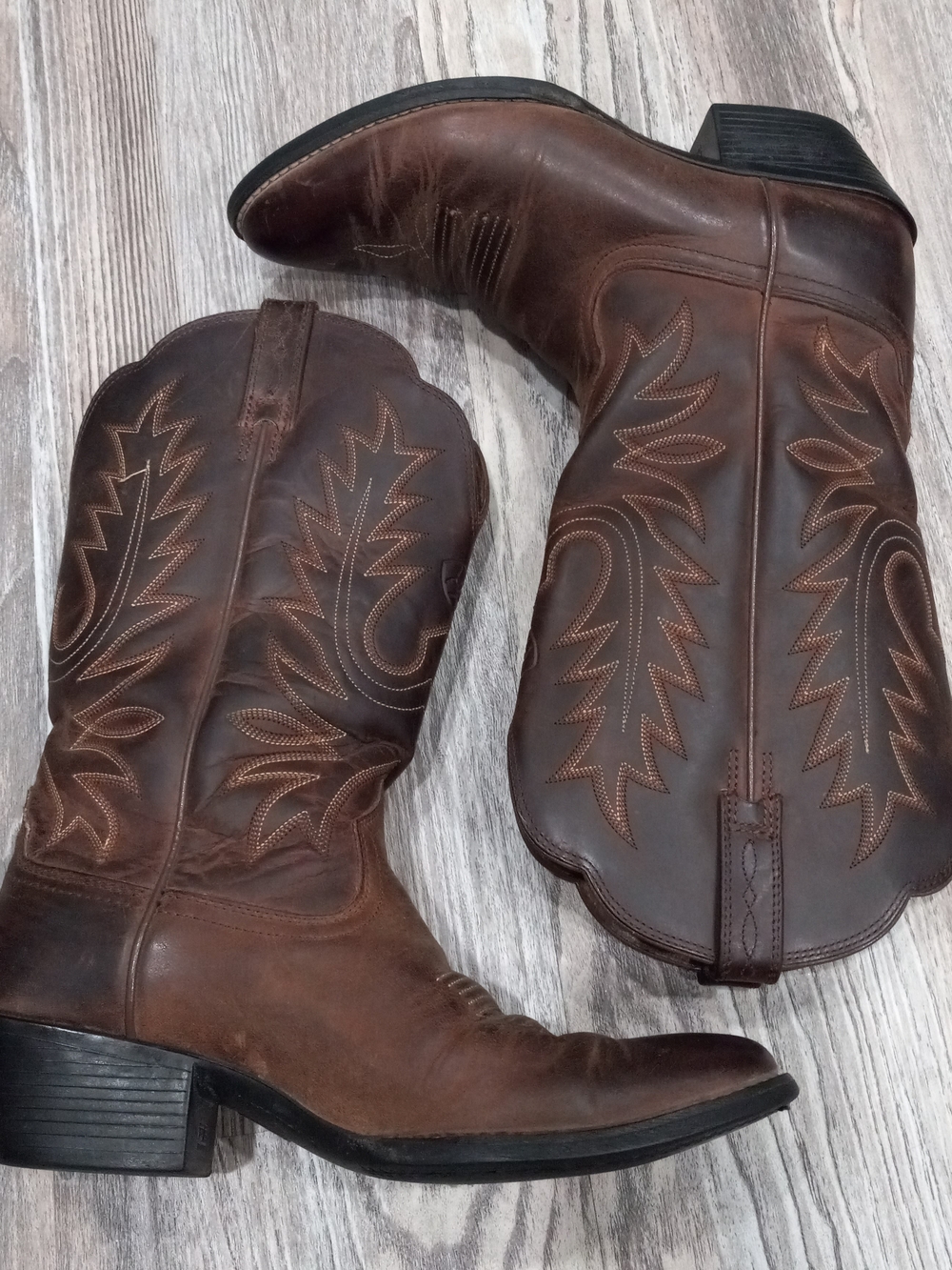 Ariat Western Embroidered Men's  Brown Leather Cowboy Bootw Style Size 6.5